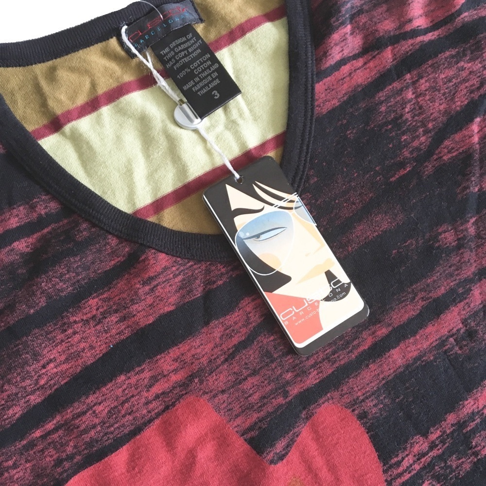 new Custo Barcelona ✪ Pix Sun Valley V Neck Tee ✪ Mixed Print Textures ✪ Unisex - Picture 5 of 14